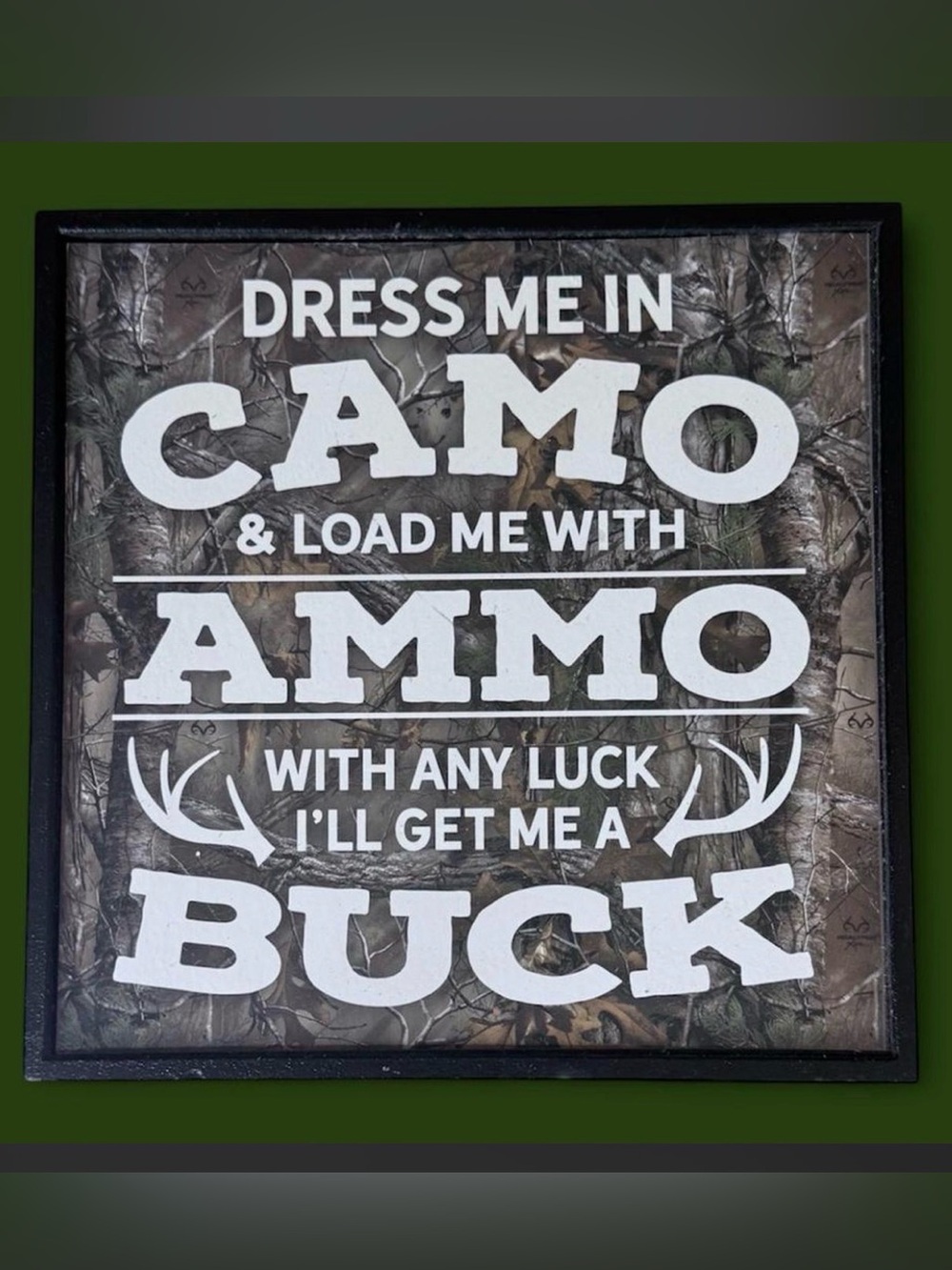 Open Road Brands Dress Me In Camo & Load Me With Ammo Camouflage Table Decor Rea